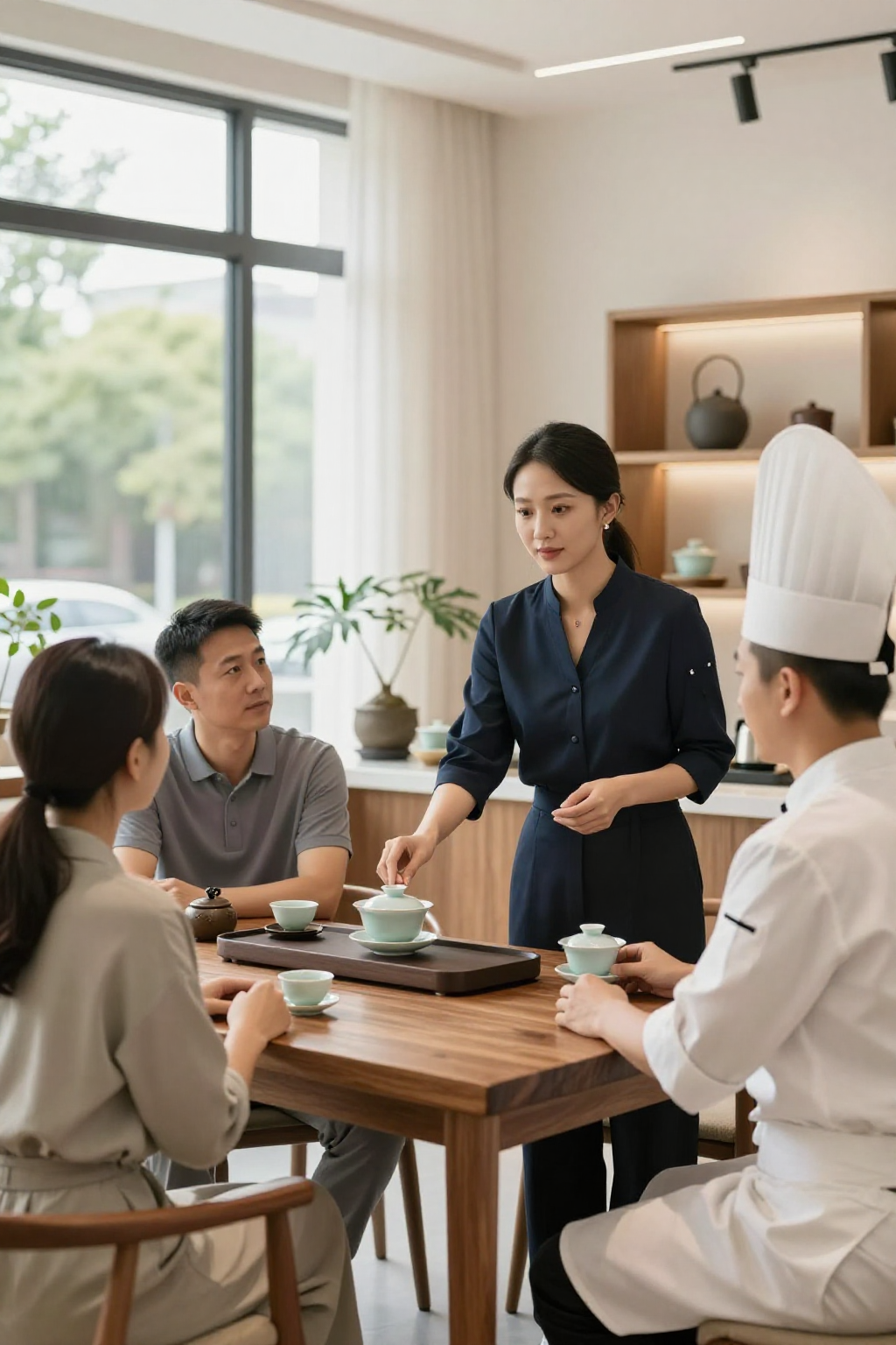 阿凤姐店里姚老师陈总陈老板围坐评茶