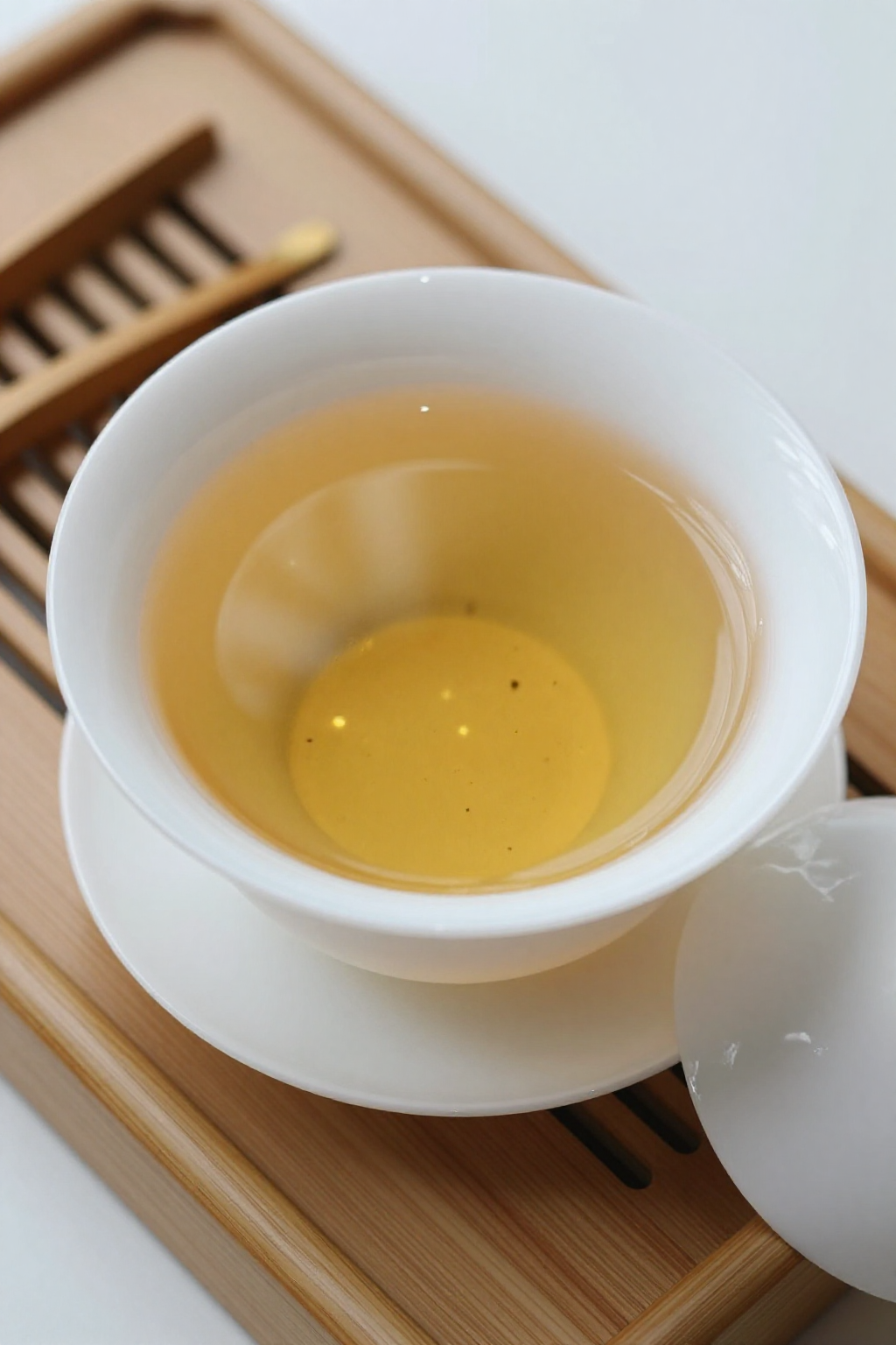 盖碗泡蜜兰香俯拍琥珀茶汤