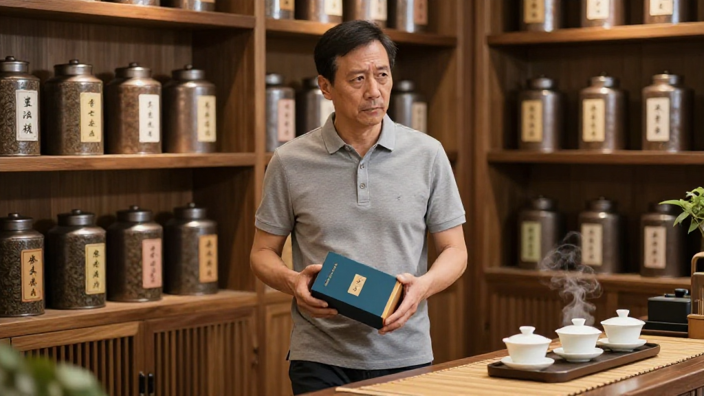 老陈在店里挑茶