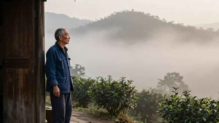 福伯站在茶寮边,像一株老茶树