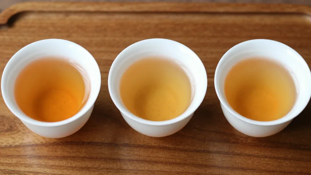 三杯对比:纯秋茶、拼配、高山料
