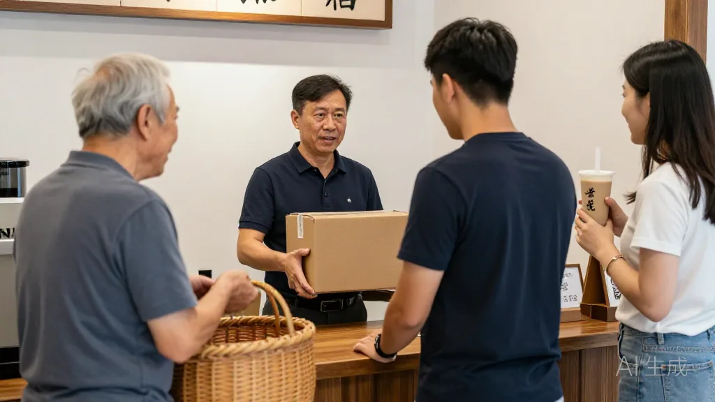 刘叔、陈老板、小美先后进门