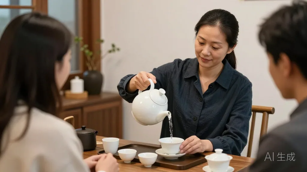 一边续水一边讲:茶还是那泡茶